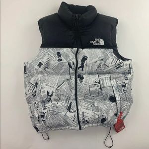 THE NORTH FACE Down Puffer Vest 2X Rare News Print